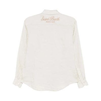 Camicia Donna in lino Meredith con logo ricamato retro