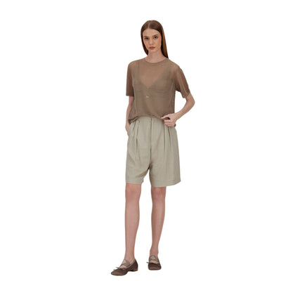 T-shirt Donna in misto viscosa e lurex modella frontale