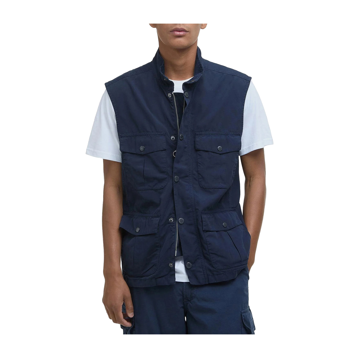 Gilet Uomo in cotone navy, con quattro tasche frontali