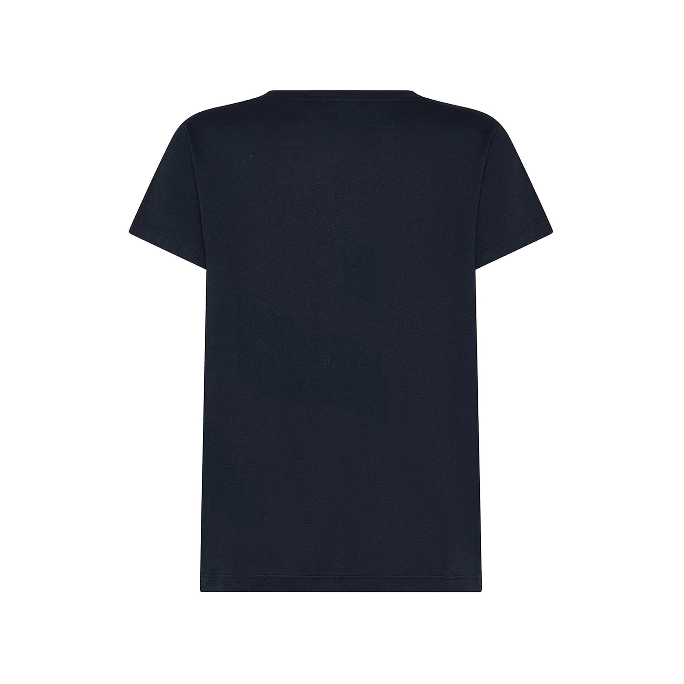 T-shirt Donna blu a girocollo, in misto seta, a mezza manica