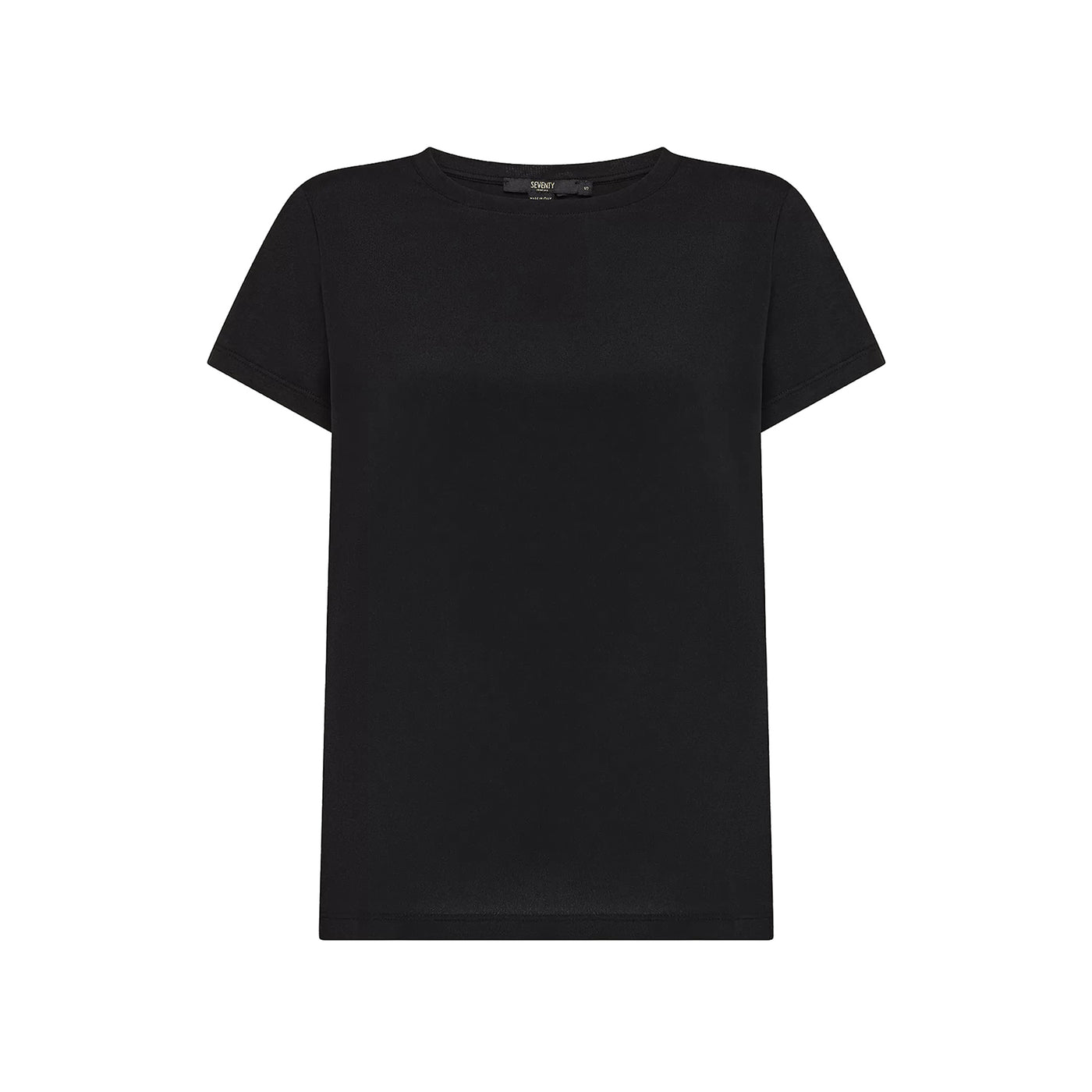 T-shirt Donna a mezza manica, dal fit regolare, in misto seta nero