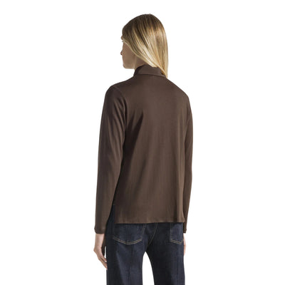 Camicia Donna in misto seta Marrone modella retro