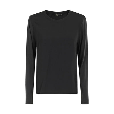 T-shirt Donna Nera, a girocollo, dal design minimal