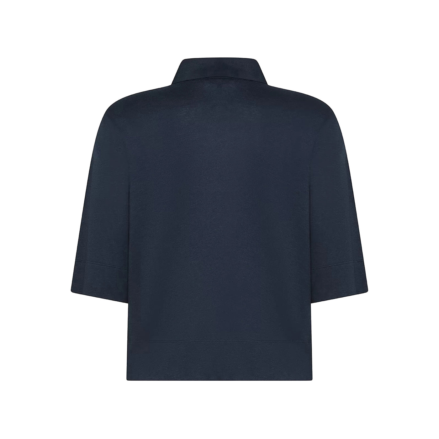 Polo Donna in jersey e crêpe misto seta Navy retro