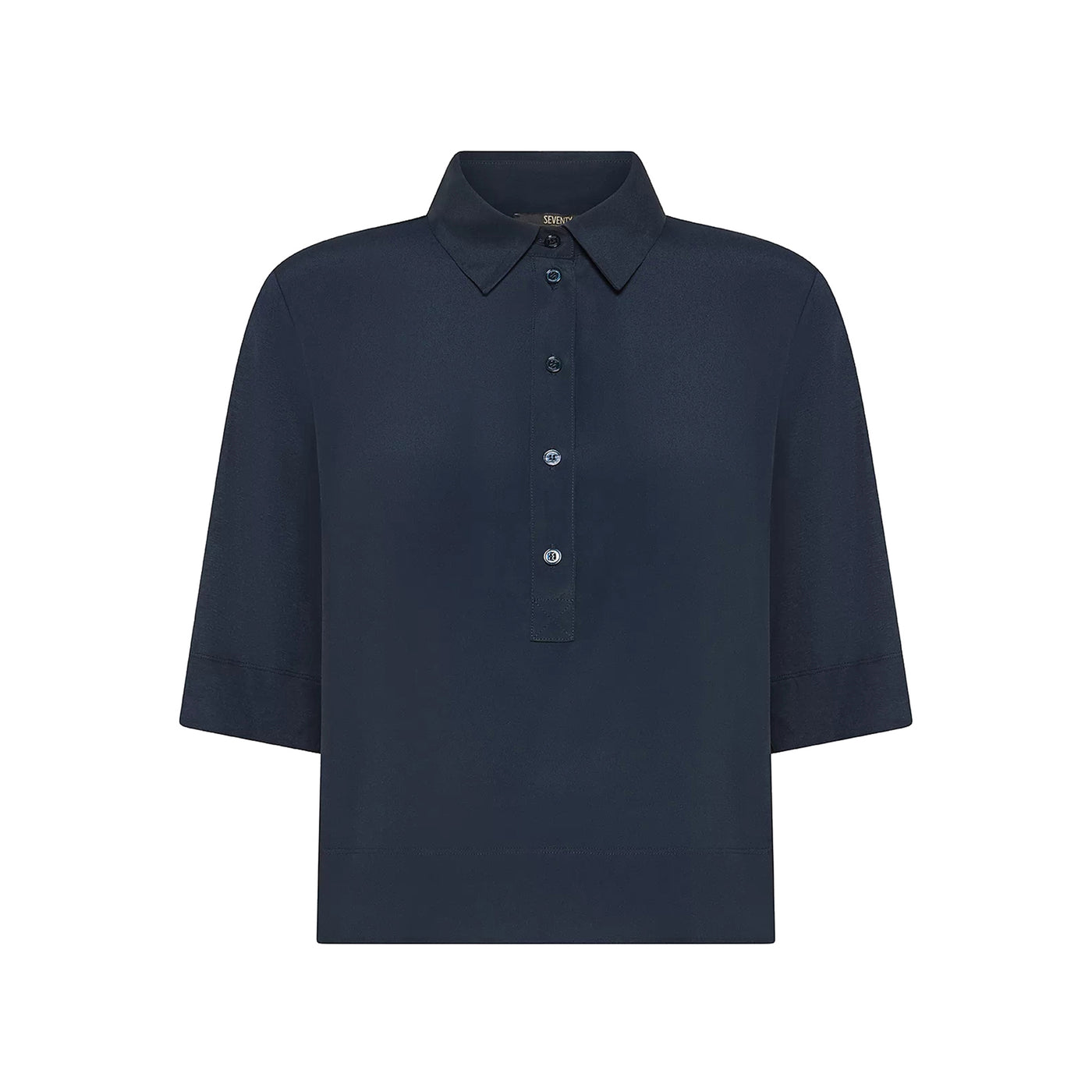 Polo Donna in jersey e crêpe misto seta Navy