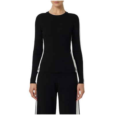 Maglia Donna in viscosa con bande lucide modella frontale