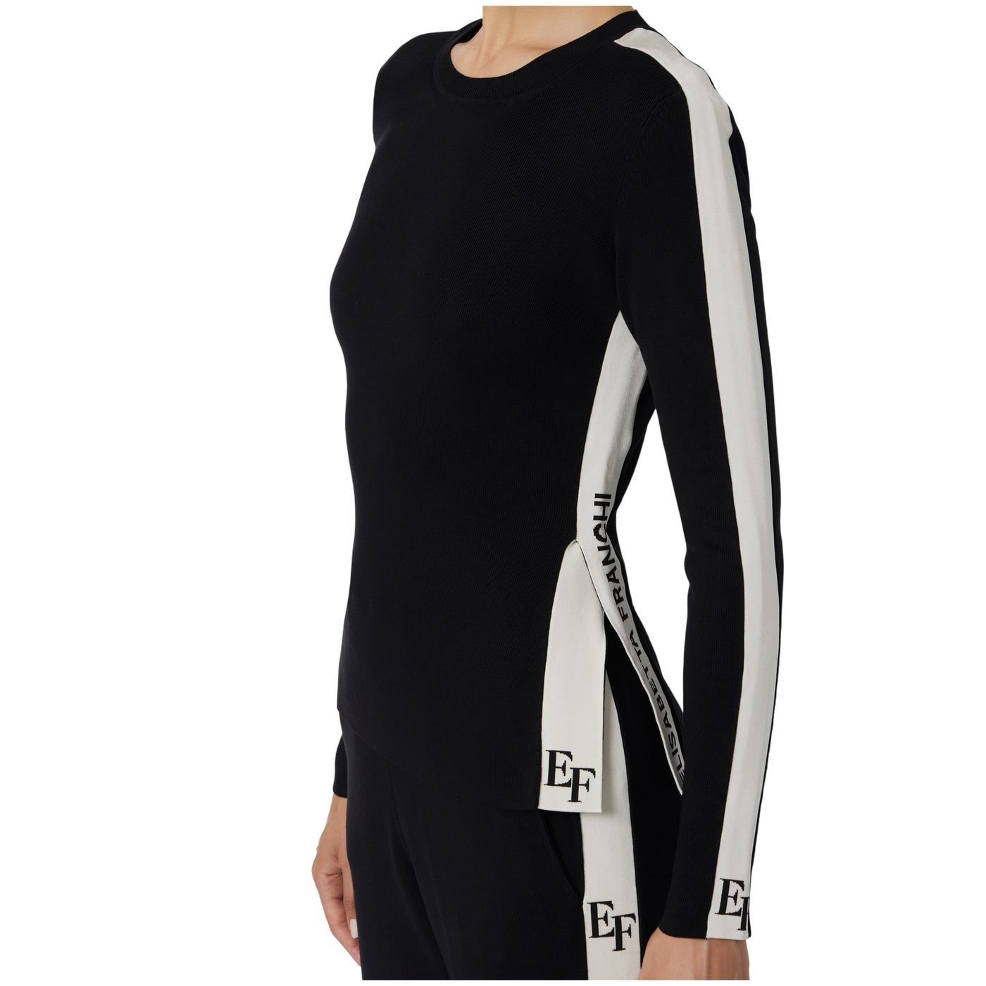Maglia Donna in viscosa con bande lucide modella laterale