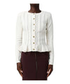 Cardigan Donna con bottoni in metallo dorato e ricami à jour