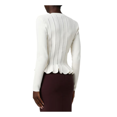 Cardigan Donna con bottoni in metallo dorato e ricami à jour