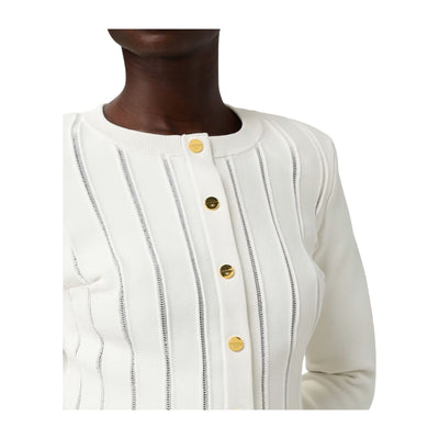 Cardigan Donna con bottoni in metallo dorato e ricami à jour