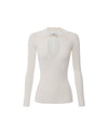 Maglia Donna a costine bianca con gioiello