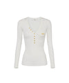 Maglia Donna a coste con taschino Bianco