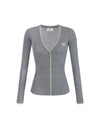 Cardigan Donna in maglia a costine Grigio