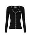 Cardigan Donna a V con trama a costine