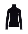 Maglia Donna dolcevita Nero, a costine