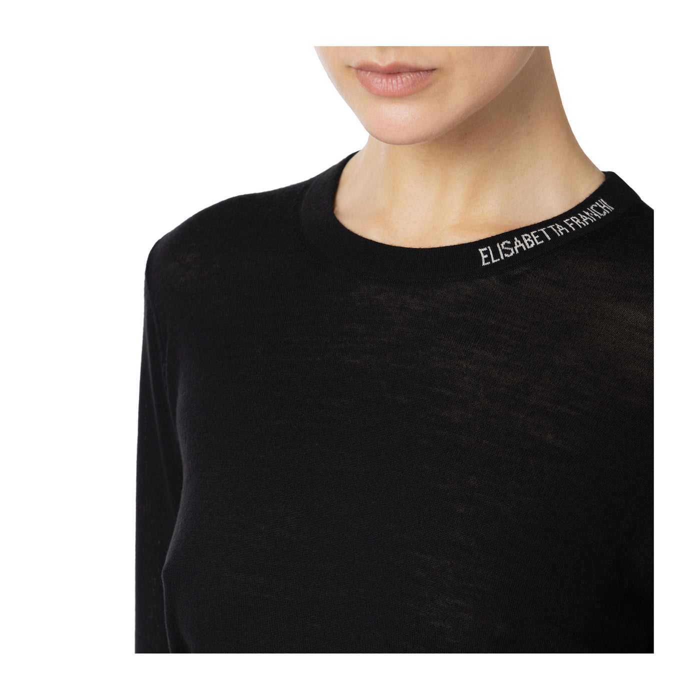 Maglia Donna con logo lettering sulla scollatura e maniche lunghe