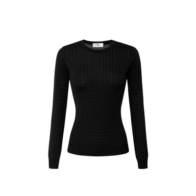 Maglia Donna in lana con micro-logo jacquard