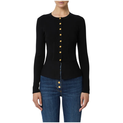 Maglia Donna con bottoni gioiello frontali modella frontale