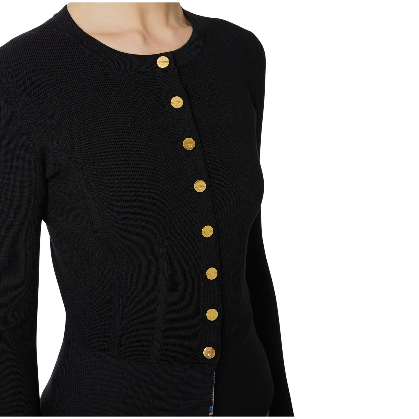 Maglia Donna con bottoni gioiello frontali dettaglio bottoni