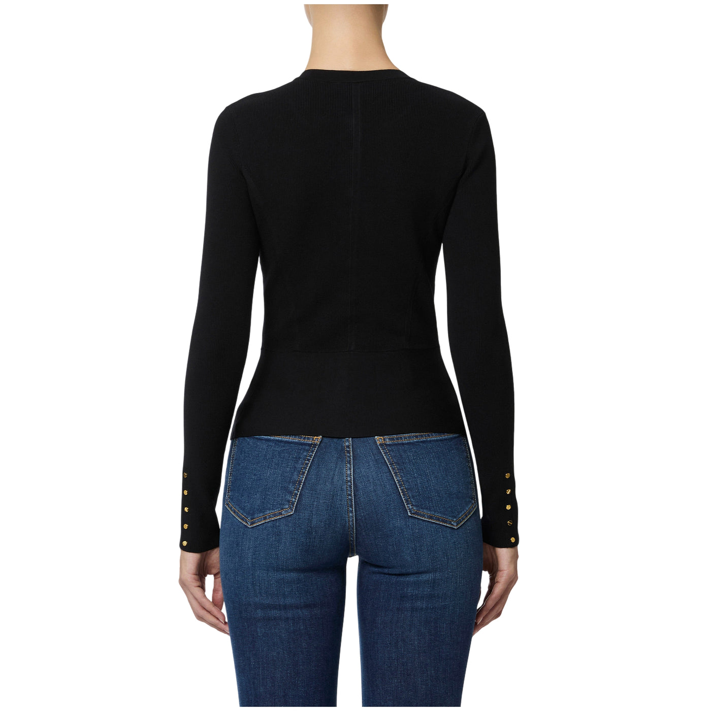 Maglia Donna con bottoni gioiello frontali modella retro
