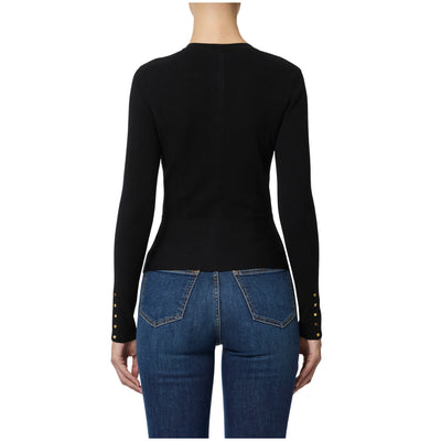 Maglia Donna con bottoni gioiello frontali modella retro