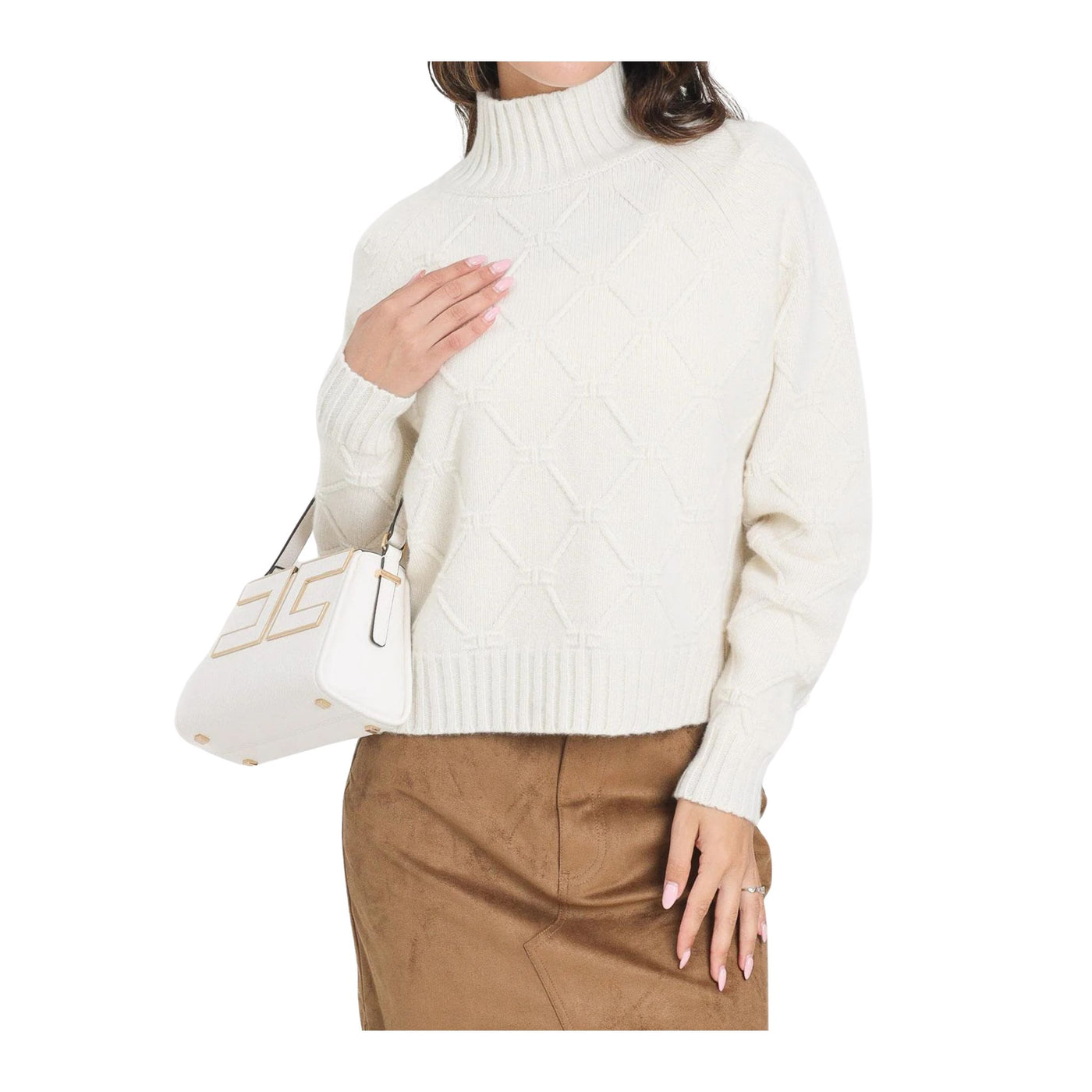 Maglia Donna trama jacquard Bianca