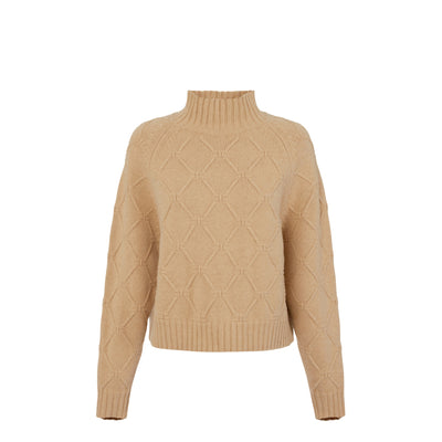 Maglia Donna con losanghe jacquard Beige