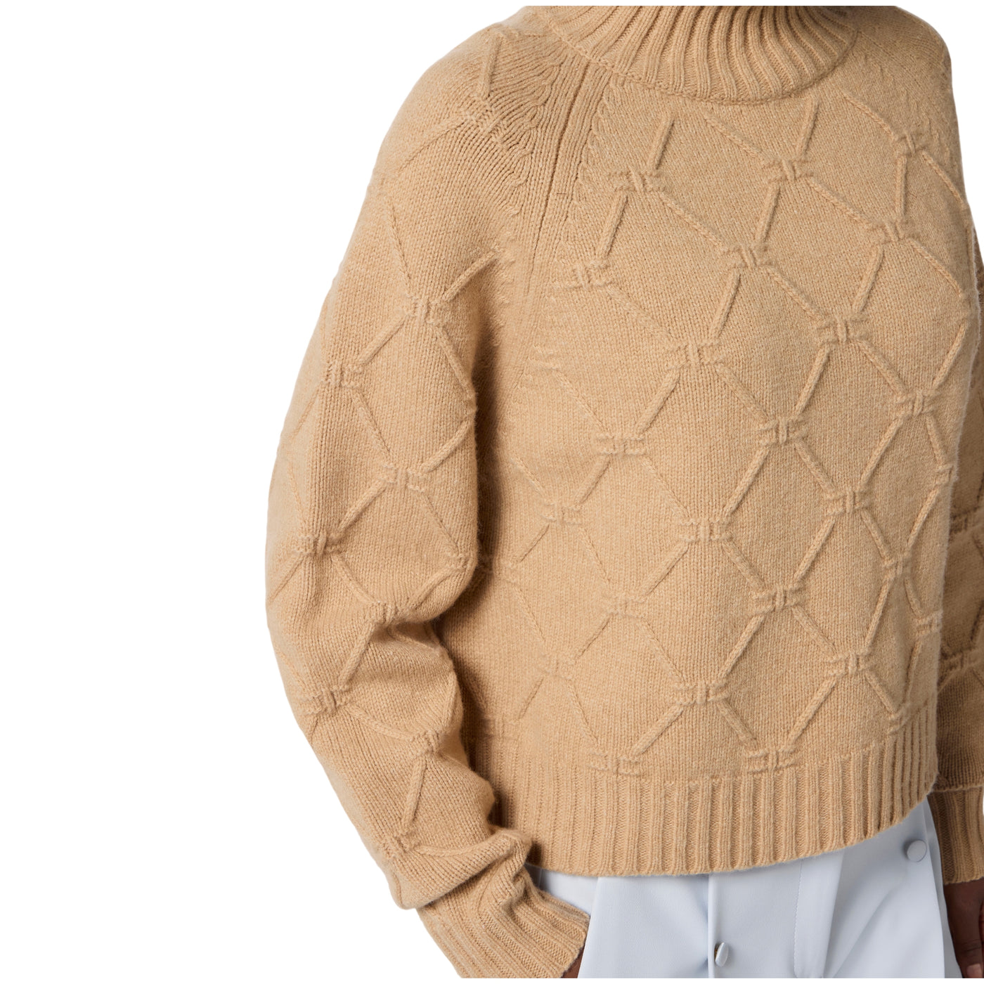 Maglia Donna con losanghe jacquard Beige ravvicinata