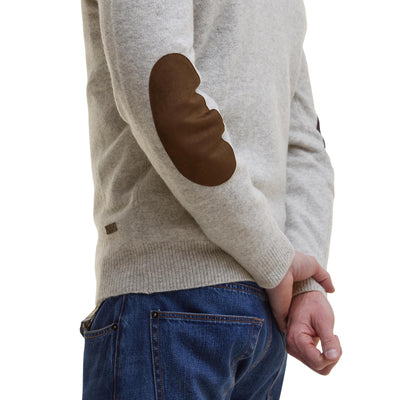 Maglione Uomo Essential Grigio con toppe dettaglio toppe sui gomiti
