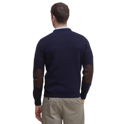 Maglione Uomo Essential Navy con toppe modello retro