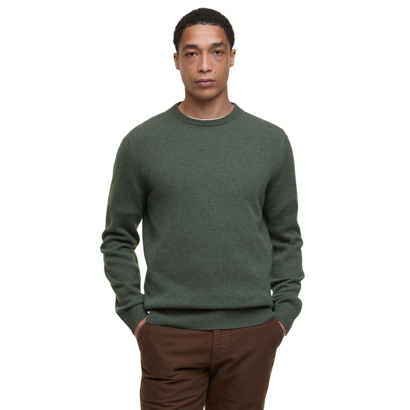 Maglione Uomo Essential Verde con toppe modello frontale