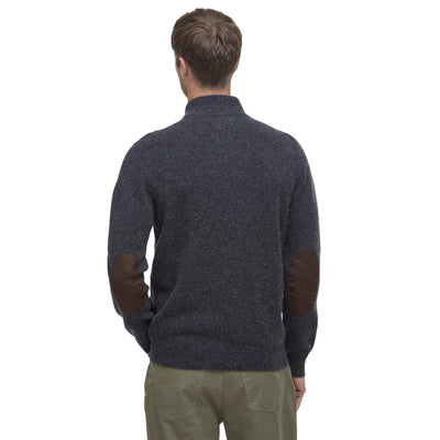 Maglione Uomo con zip e bottoni Patch Blu modello retro