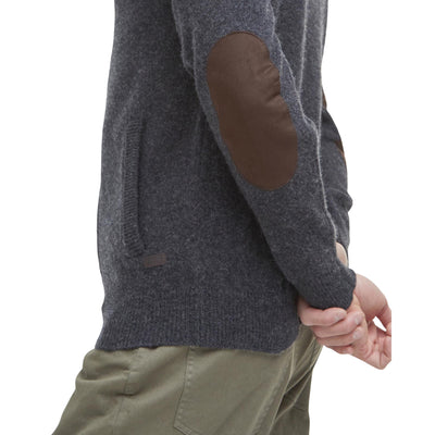 Maglione Uomo con zip e bottoni Patch Blu dettaglio toppa