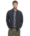 Maglione Uomo con zip e bottoni Patch Blu modello frontale