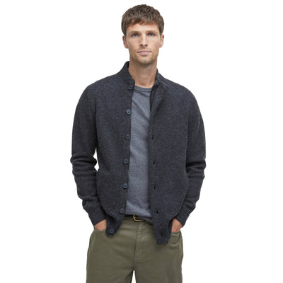 Maglione Uomo con zip e bottoni Patch Blu modello frontale