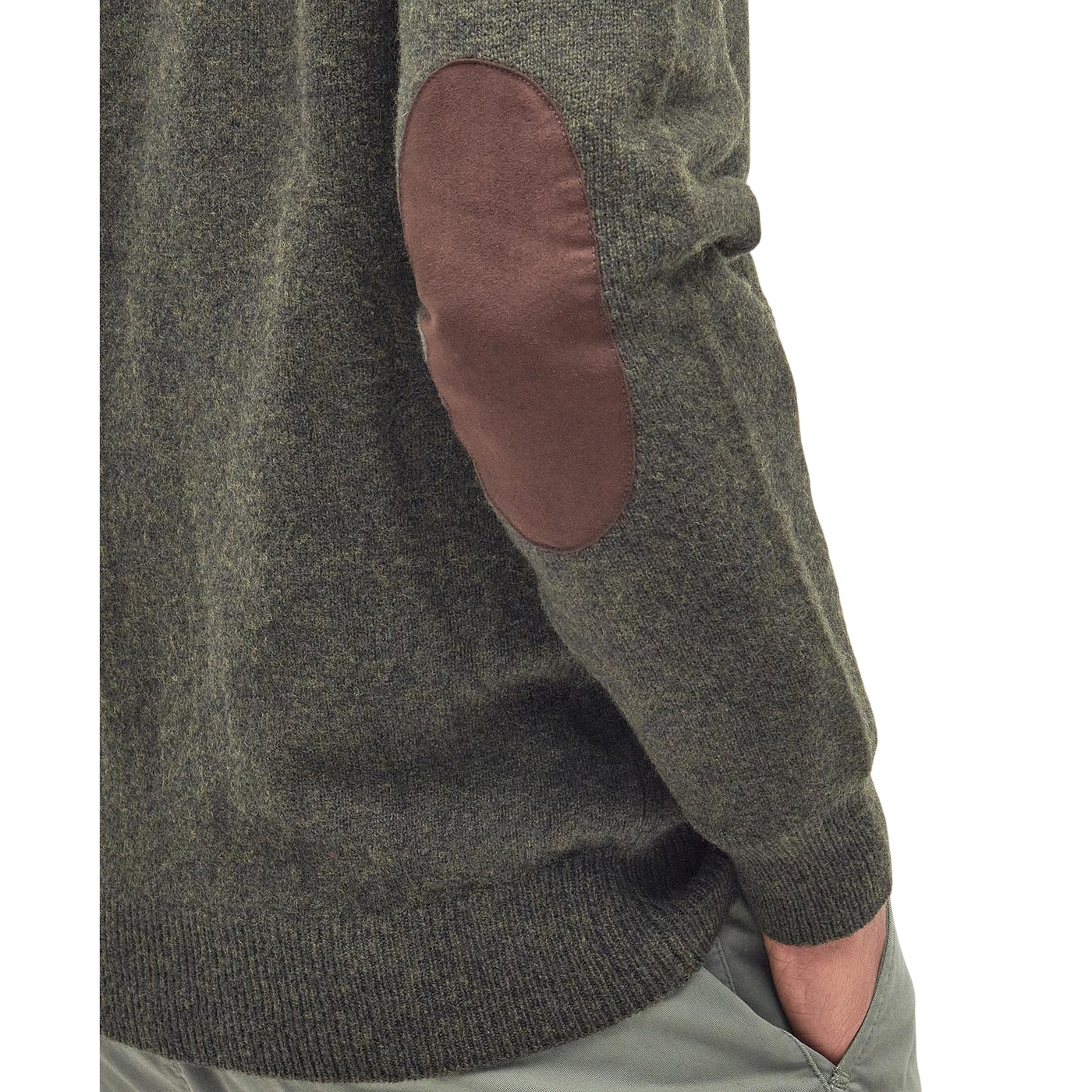 Maglione Uomo con zip e bottoni Patch Verde dettaglio toppa