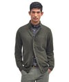 Maglione Uomo con zip e bottoni Patch Verde modello frontale