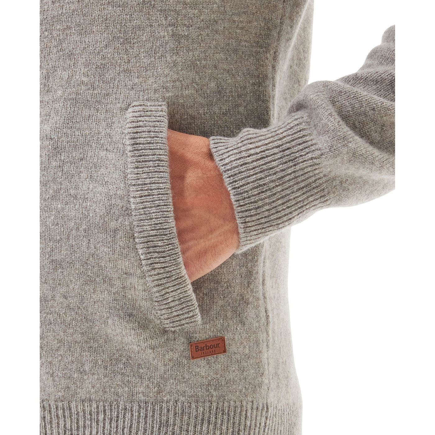 Maglione Uomo con zip e bottoni Patch Grigio dettaglio tasca