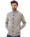 Maglione Uomo con zip e bottoni Patch Grigio modello frontale