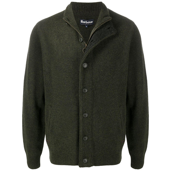 Cardigan Uomo in lana, con collo alto e toppe 