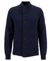 Cardigan Uomo Navy in lana grossa, con toppe