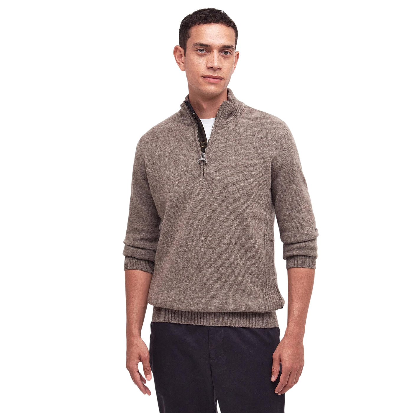 Maglia Uomo con mezza zip Holden Marrone modello frontale