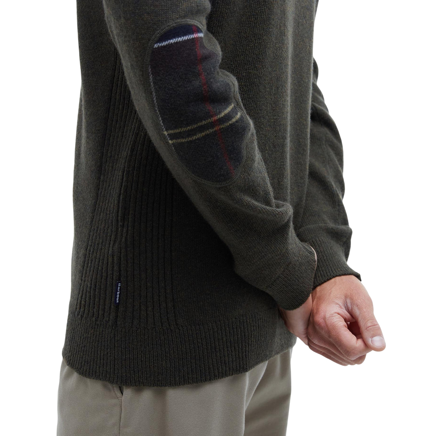 Maglia Uomo con mezza zip Holden Verde oliva dettaglio toppe