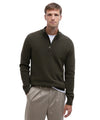 Maglia Uomo con mezza zip Holden Verde oliva modello frontale