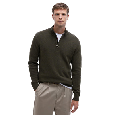 Maglia Uomo con mezza zip Holden Verde oliva modello frontale