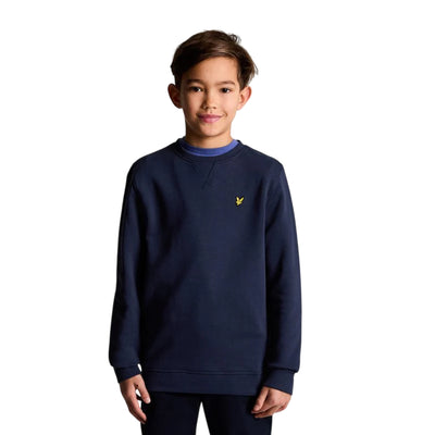 Felpa girocollo da bambino in navy modello frontale