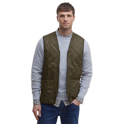 Gilet Uomo trapuntato con zip Polarquilt Verde oliva modello frontale