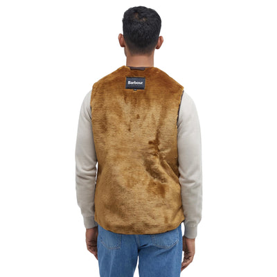 Gilet Uomo in pile con zip marrone modello retro