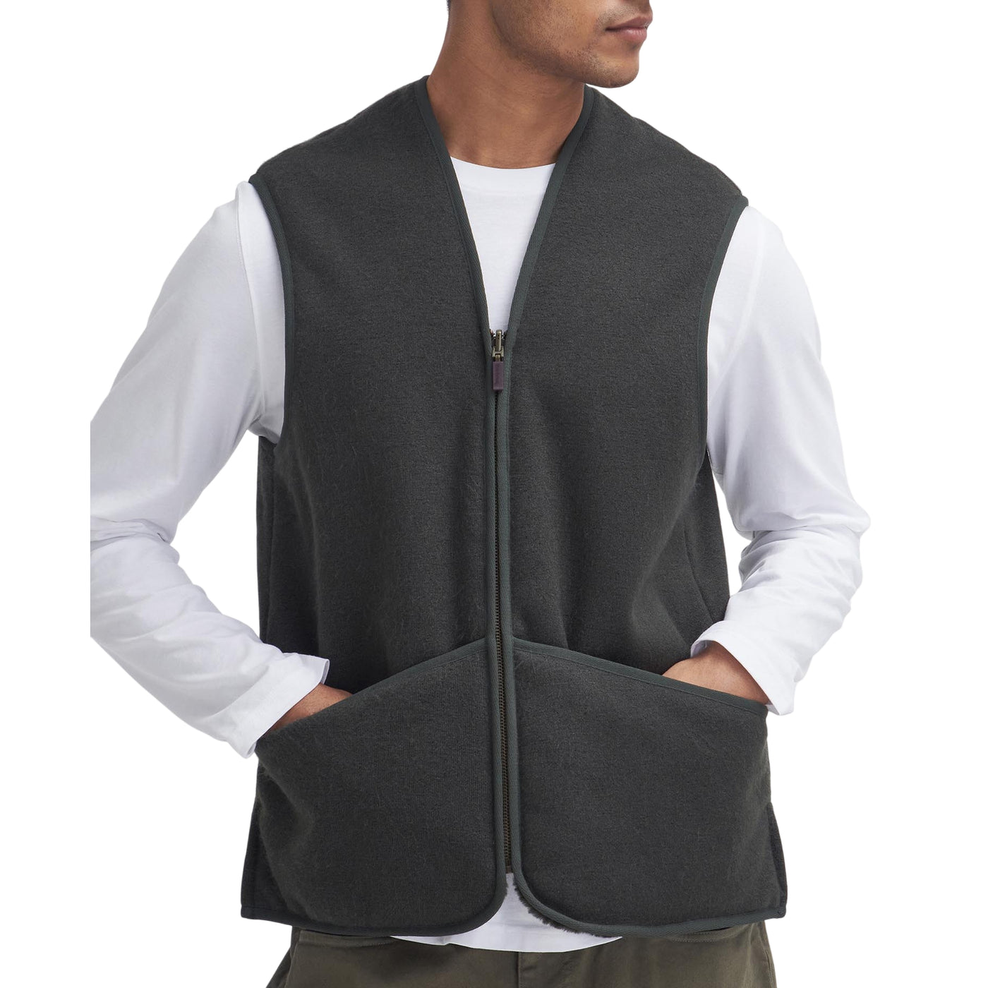Gilet Uomo in pile con zip modello frontale ravvicinato