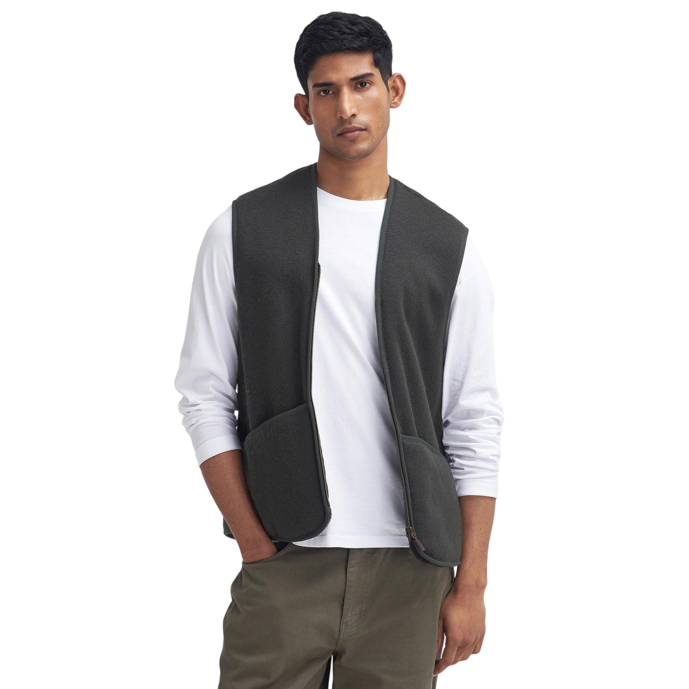 Gilet Uomo in pile con zip modello frontale